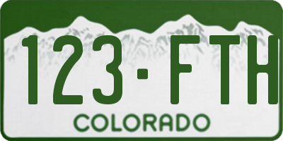 CO license plate 123FTH