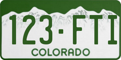 CO license plate 123FTI