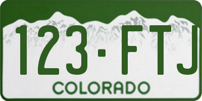 CO license plate 123FTJ