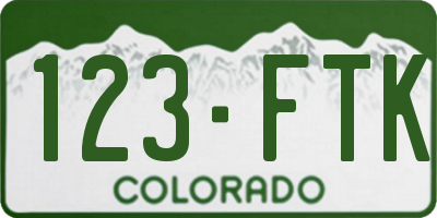 CO license plate 123FTK