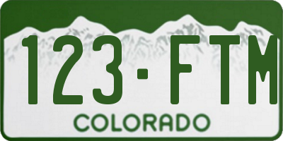 CO license plate 123FTM