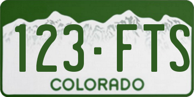CO license plate 123FTS