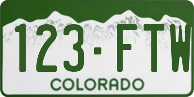 CO license plate 123FTW