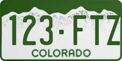 CO license plate 123FTZ