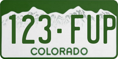 CO license plate 123FUP