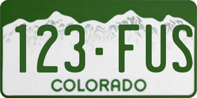 CO license plate 123FUS