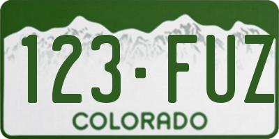 CO license plate 123FUZ