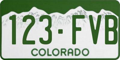CO license plate 123FVB