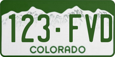 CO license plate 123FVD