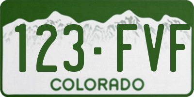 CO license plate 123FVF