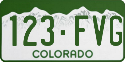 CO license plate 123FVG