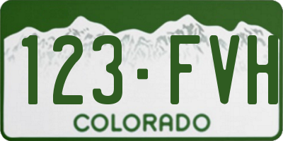 CO license plate 123FVH