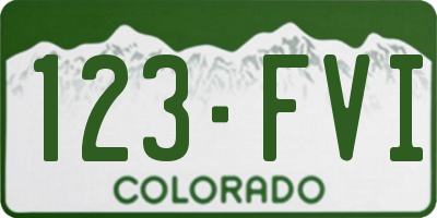 CO license plate 123FVI