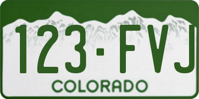 CO license plate 123FVJ