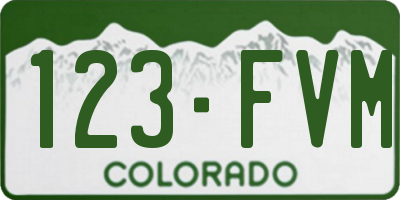 CO license plate 123FVM