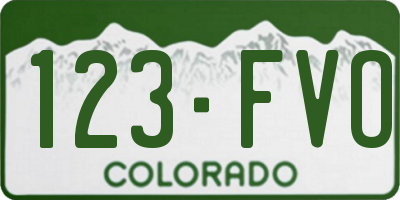 CO license plate 123FVO