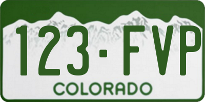 CO license plate 123FVP