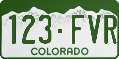 CO license plate 123FVR