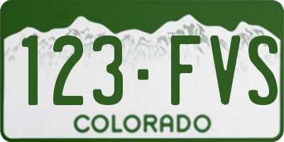 CO license plate 123FVS