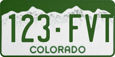 CO license plate 123FVT