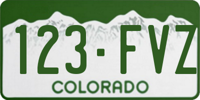CO license plate 123FVZ