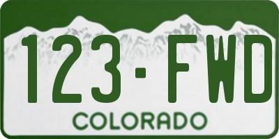 CO license plate 123FWD