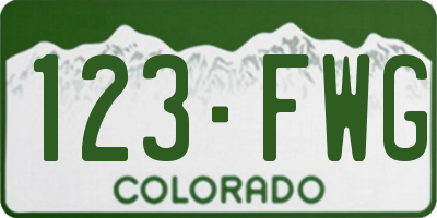 CO license plate 123FWG