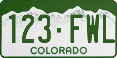 CO license plate 123FWL