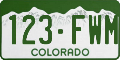 CO license plate 123FWM
