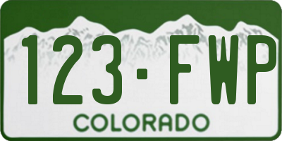 CO license plate 123FWP