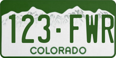 CO license plate 123FWR