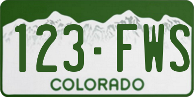 CO license plate 123FWS