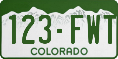 CO license plate 123FWT