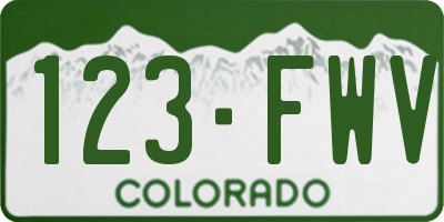 CO license plate 123FWV