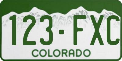 CO license plate 123FXC