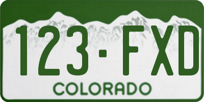 CO license plate 123FXD