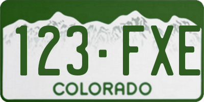 CO license plate 123FXE
