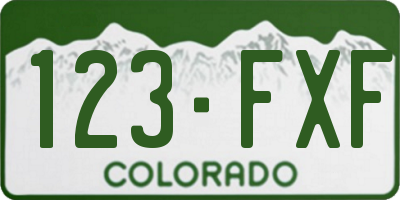 CO license plate 123FXF