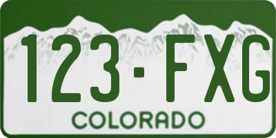 CO license plate 123FXG