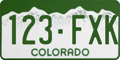 CO license plate 123FXK