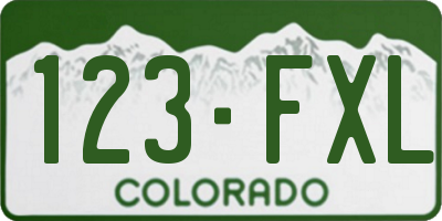 CO license plate 123FXL