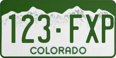 CO license plate 123FXP