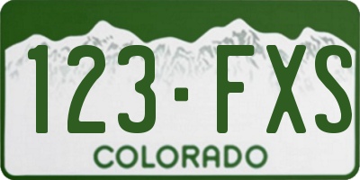 CO license plate 123FXS