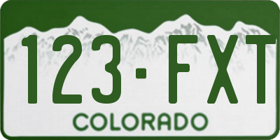 CO license plate 123FXT