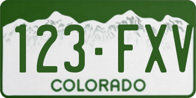 CO license plate 123FXV