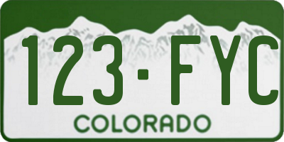 CO license plate 123FYC