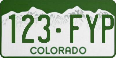 CO license plate 123FYP