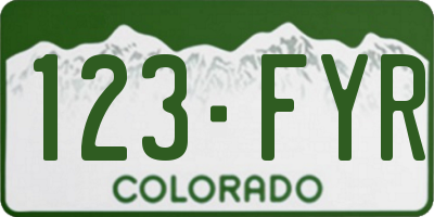 CO license plate 123FYR
