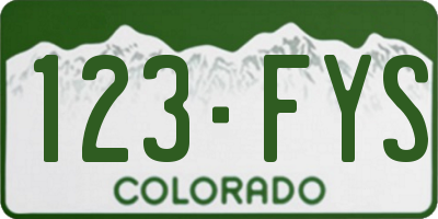 CO license plate 123FYS