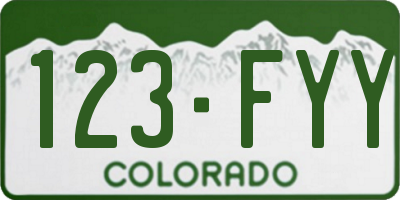CO license plate 123FYY